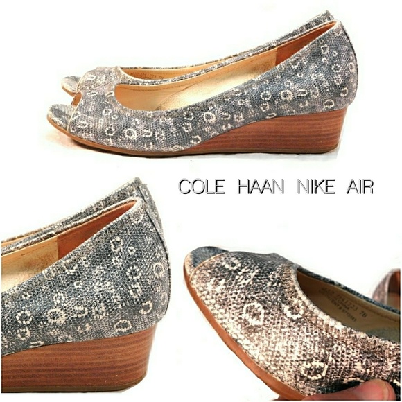Cole Haan Shoes - COLE HAAN NIKE AIR PATTERN LEATHER PEEP HOLE WEDGE